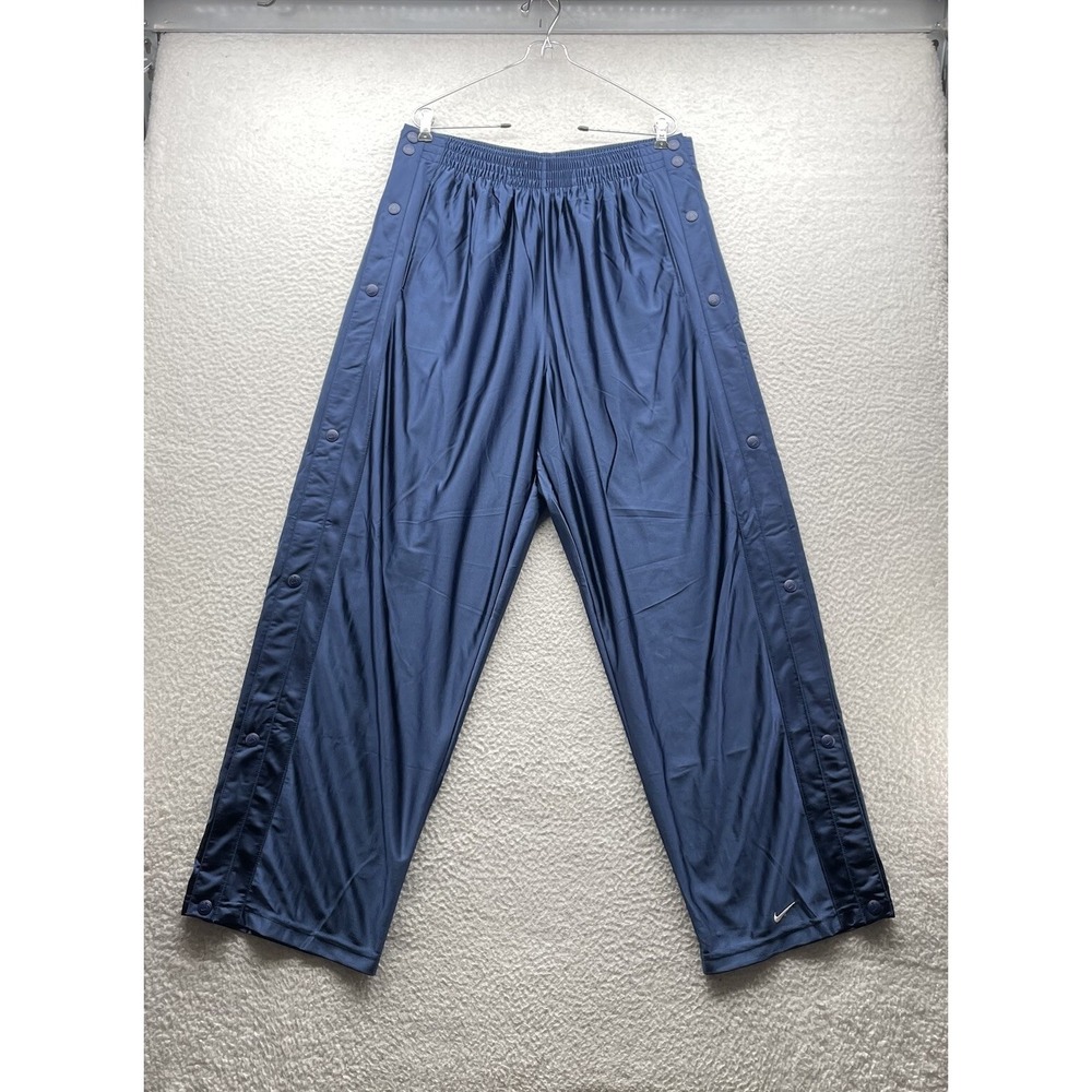 VTG Nike Tear Away Track Pants Mens XL Navy Blue Y2K Baggy Basketball Warmups